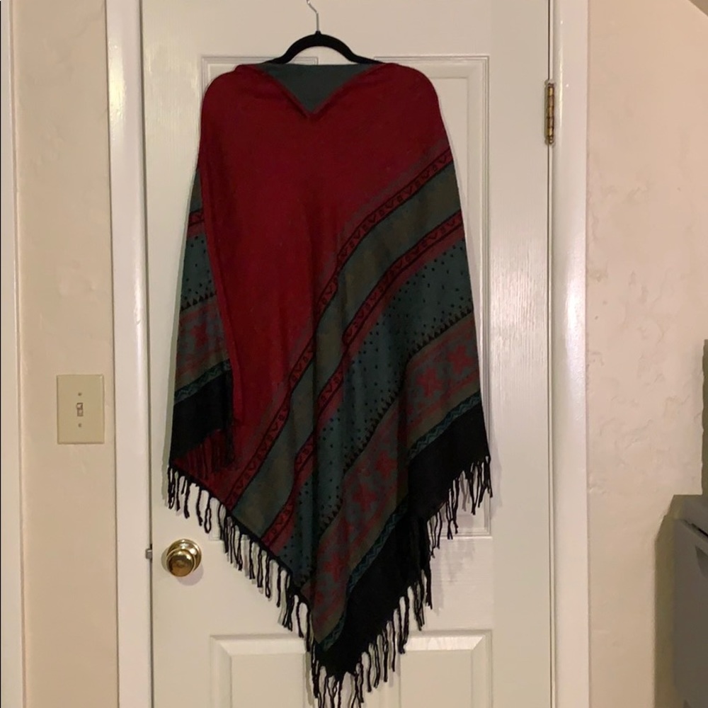 Long Southwestern Print Pancho